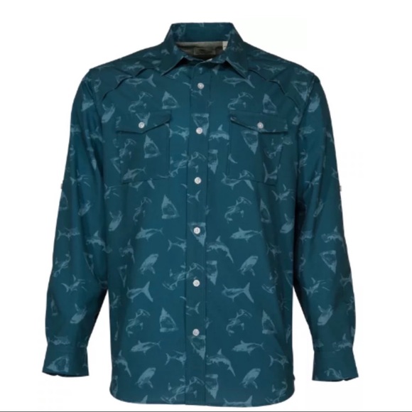 Bob Timberlake| Raglan Shark Print Angler Shirt - Picture 1 of 8